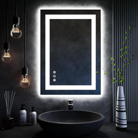 Rectangular LED Smart Vanity Mirror - Anti-Fog and Dimmable