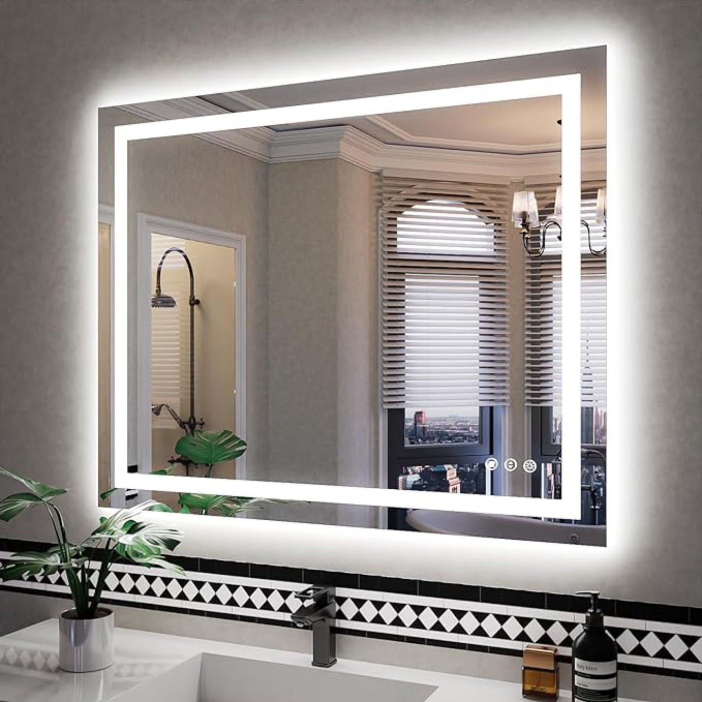 Rectangular LED Smart Vanity Mirror - Anti-Fog and Dimmable