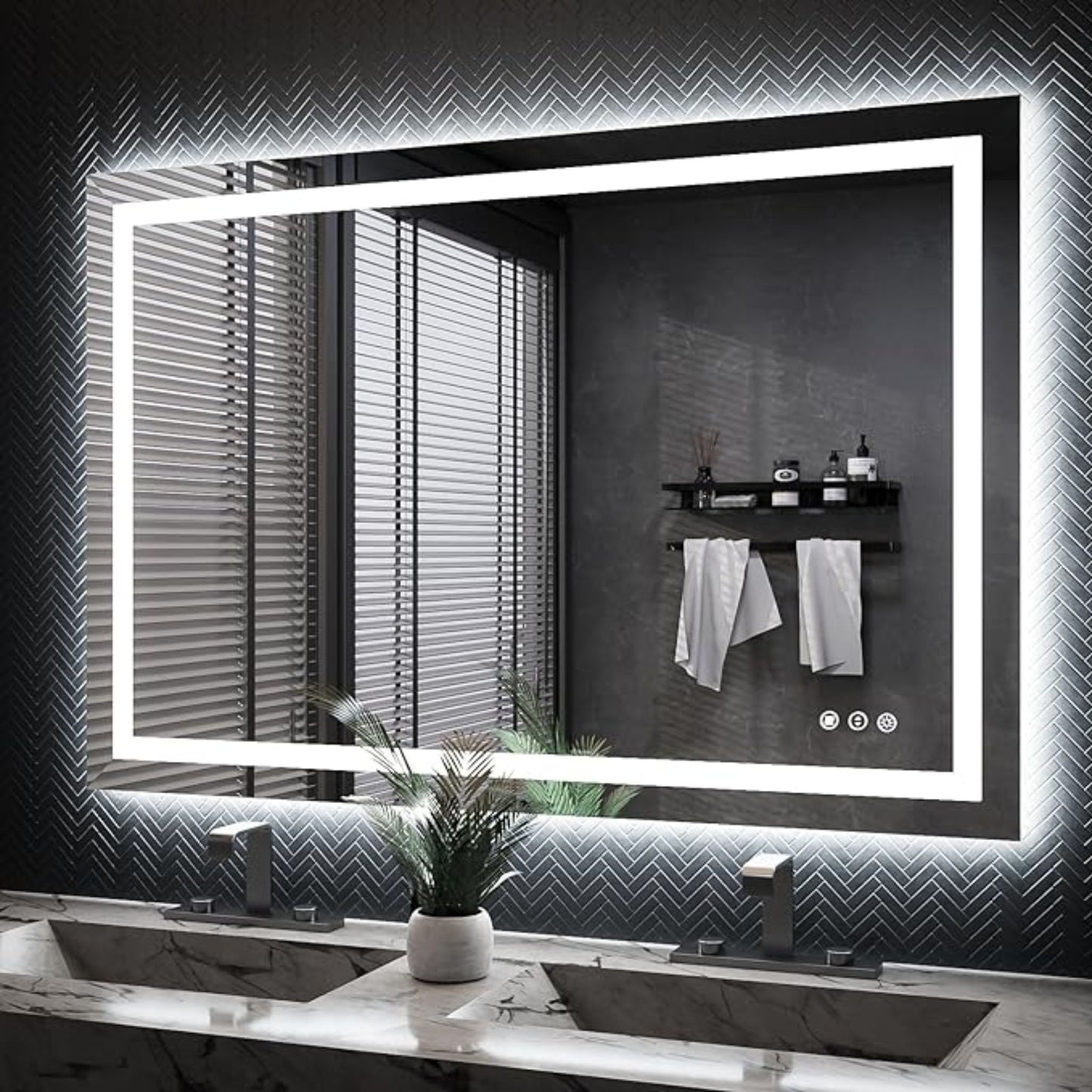 Rectangular LED Smart Vanity Mirror - Anti-Fog and Dimmable