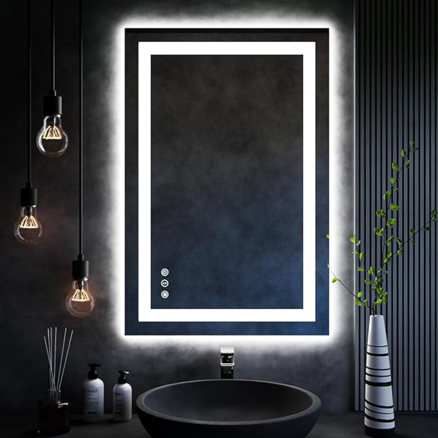 Rectangular LED Smart Vanity Mirror - Anti-Fog and Dimmable