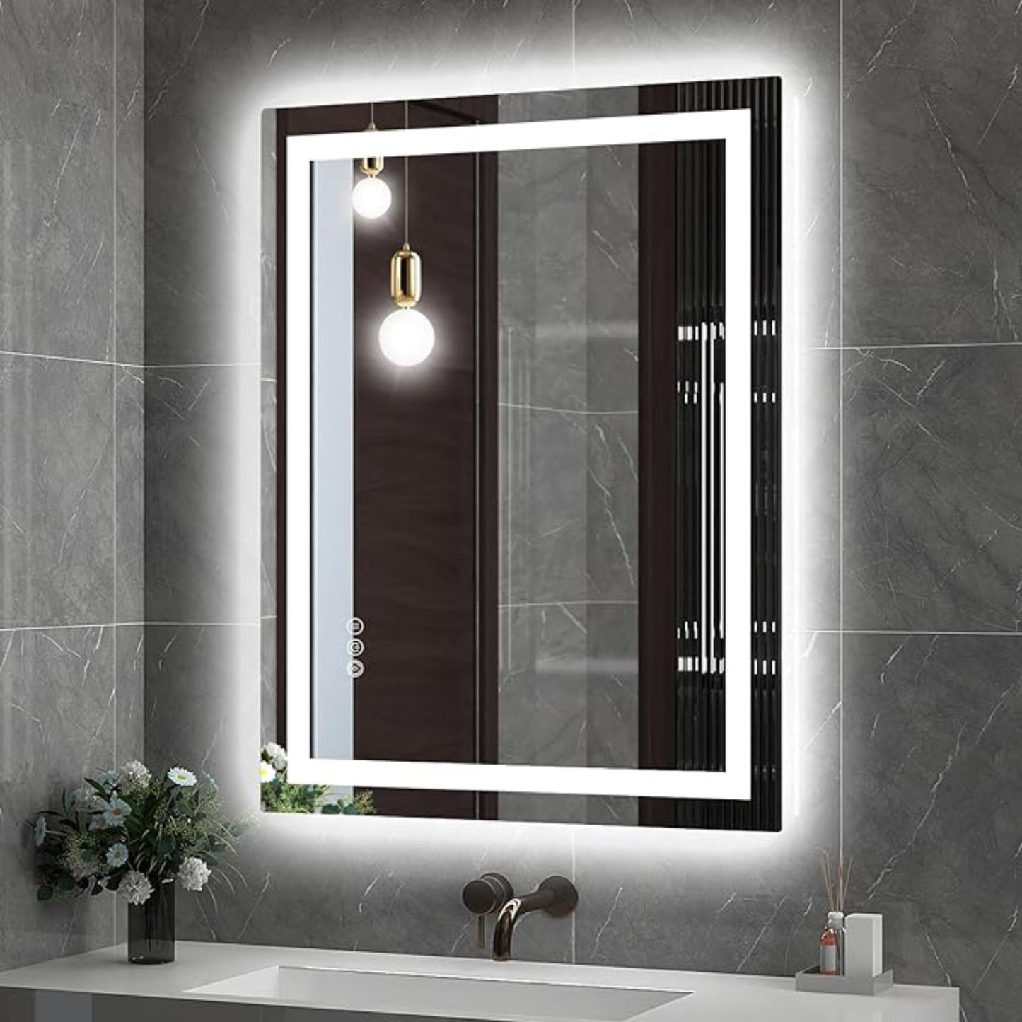 Rectangular LED Smart Vanity Mirror - Anti-Fog and Dimmable