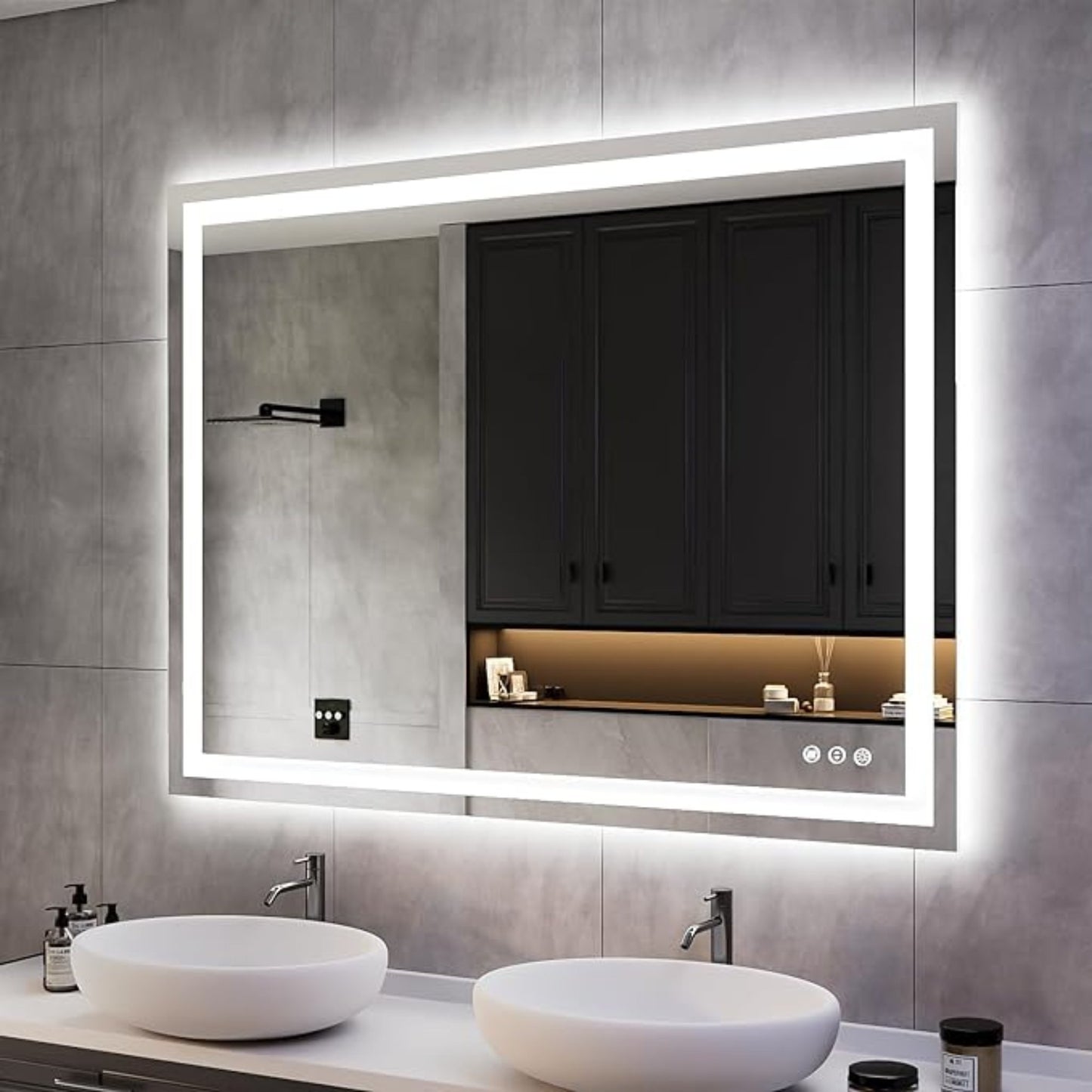 Rectangular LED Smart Vanity Mirror - Anti-Fog and Dimmable