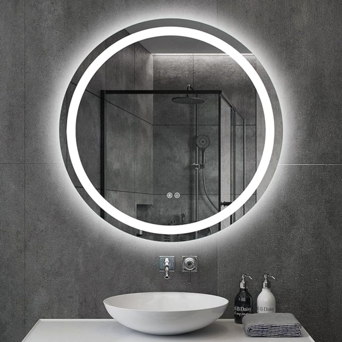 Round LED Smart Vanity Mirror - Anti-Fog and Dimmable