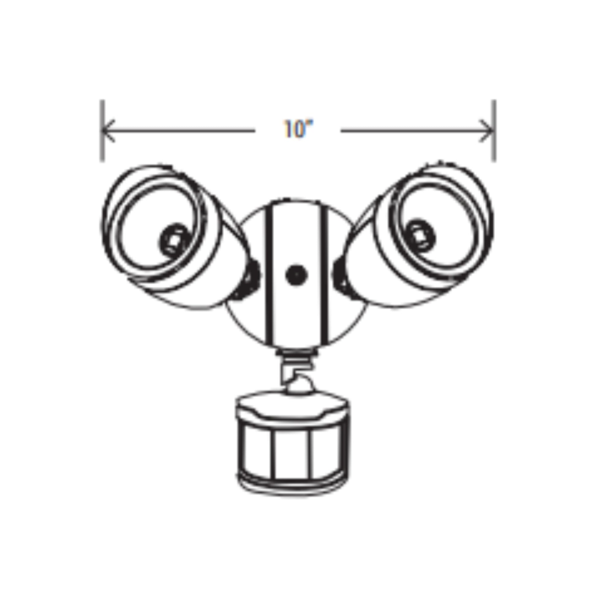 Round Twin Heads Motion Sensor Security Fixture - 5000K Color Temperature - Width