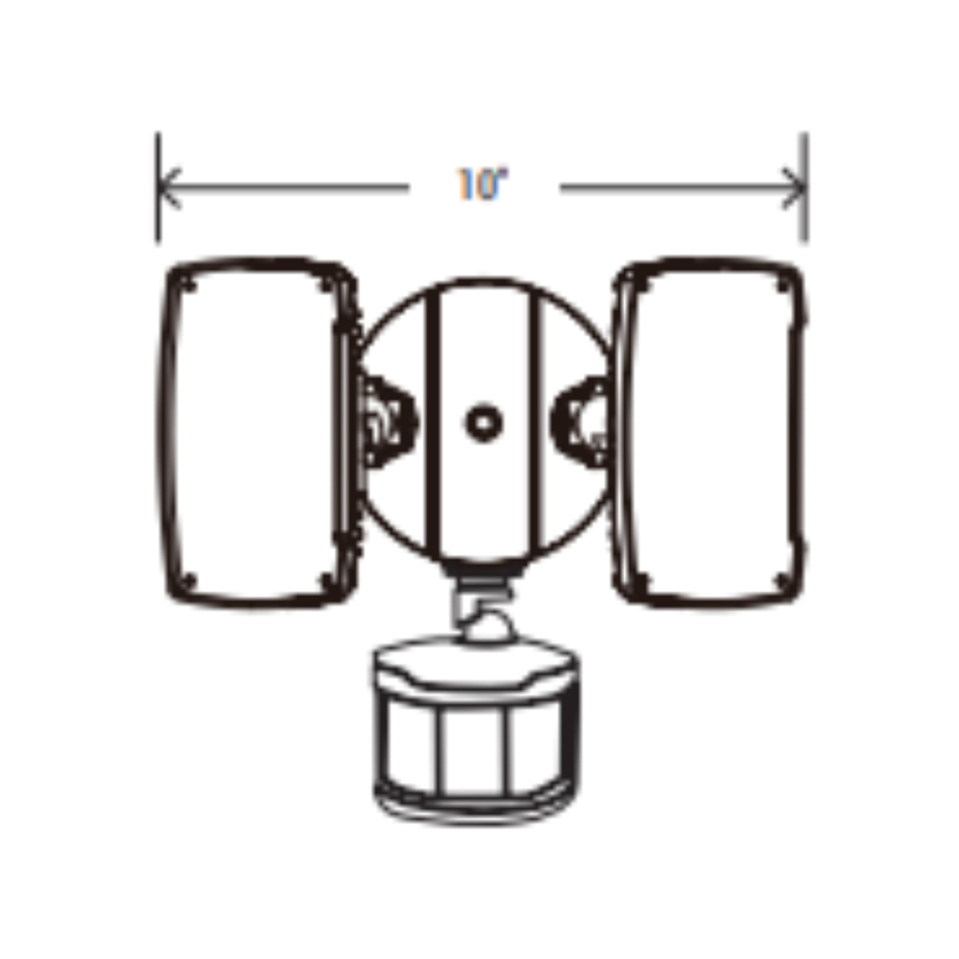 Square Twin Heads Motion Sensor Security Fixture - 5000K Color Temperature - Width