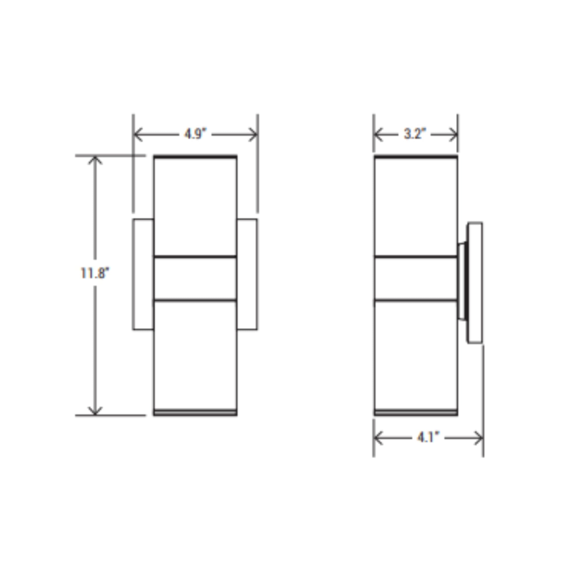 LED Up/Down Cylinder Wall Fixture - Dimensions