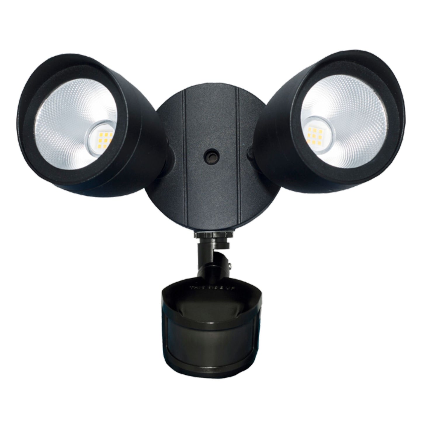 Round Twin Heads Motion Sensor Security Fixture - 5000K Color Temperature - Black