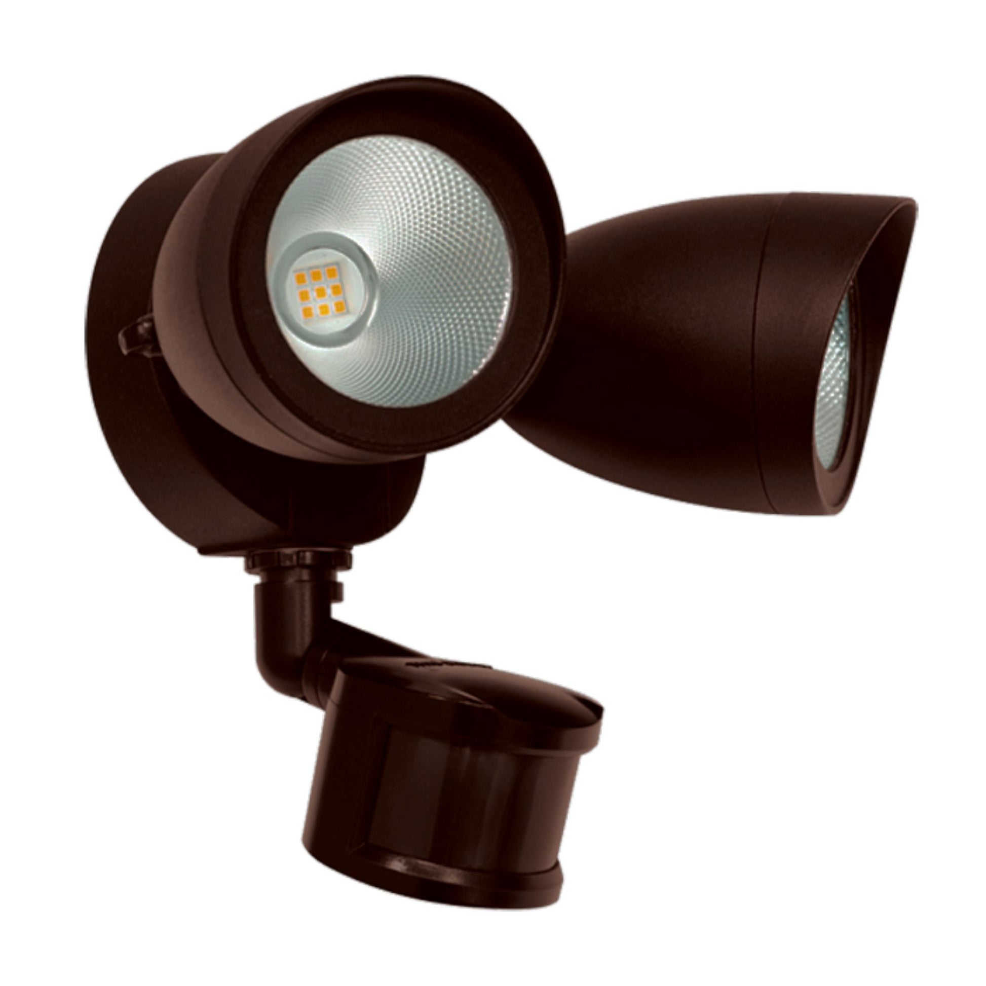 Round Twin Heads Motion Sensor Security Fixture - 5000K Color Temperature - Bronze