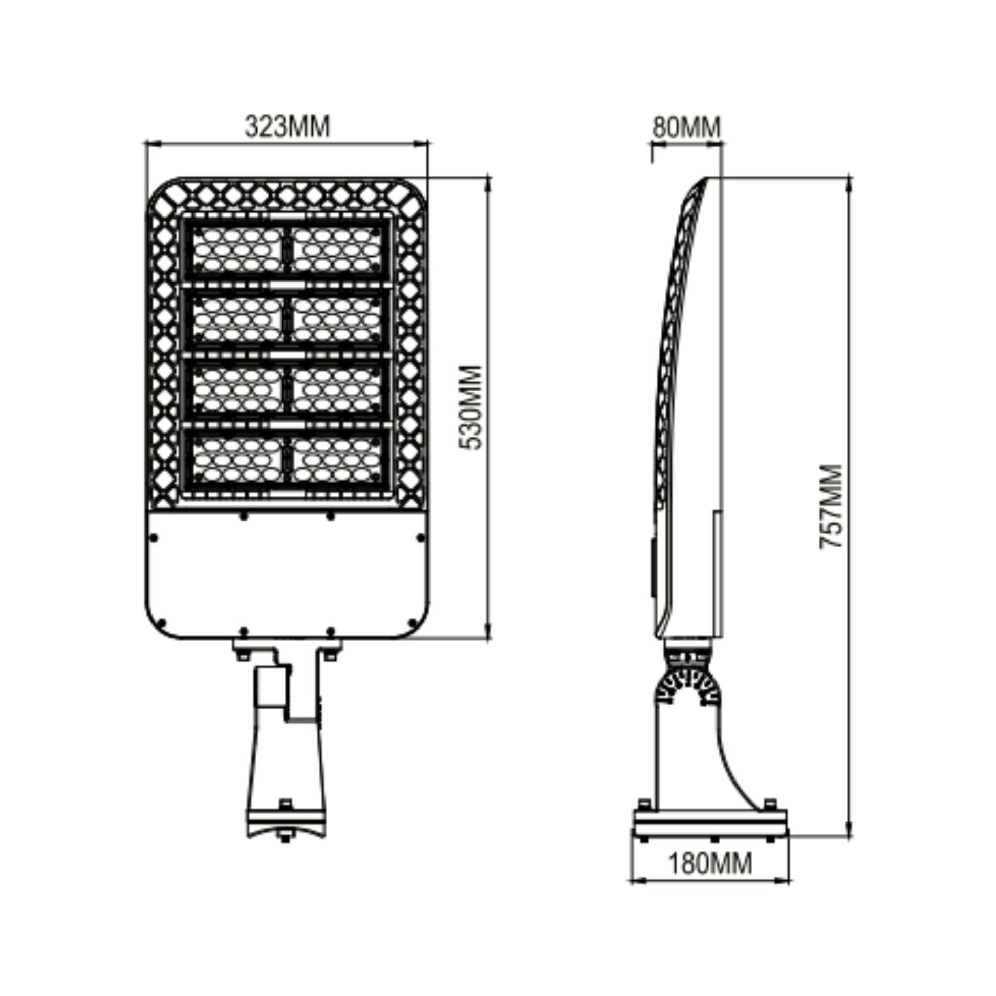 Premium Area Light Standard Voltage (100-277V) Higher Wattage 5000K CCT Dimensions