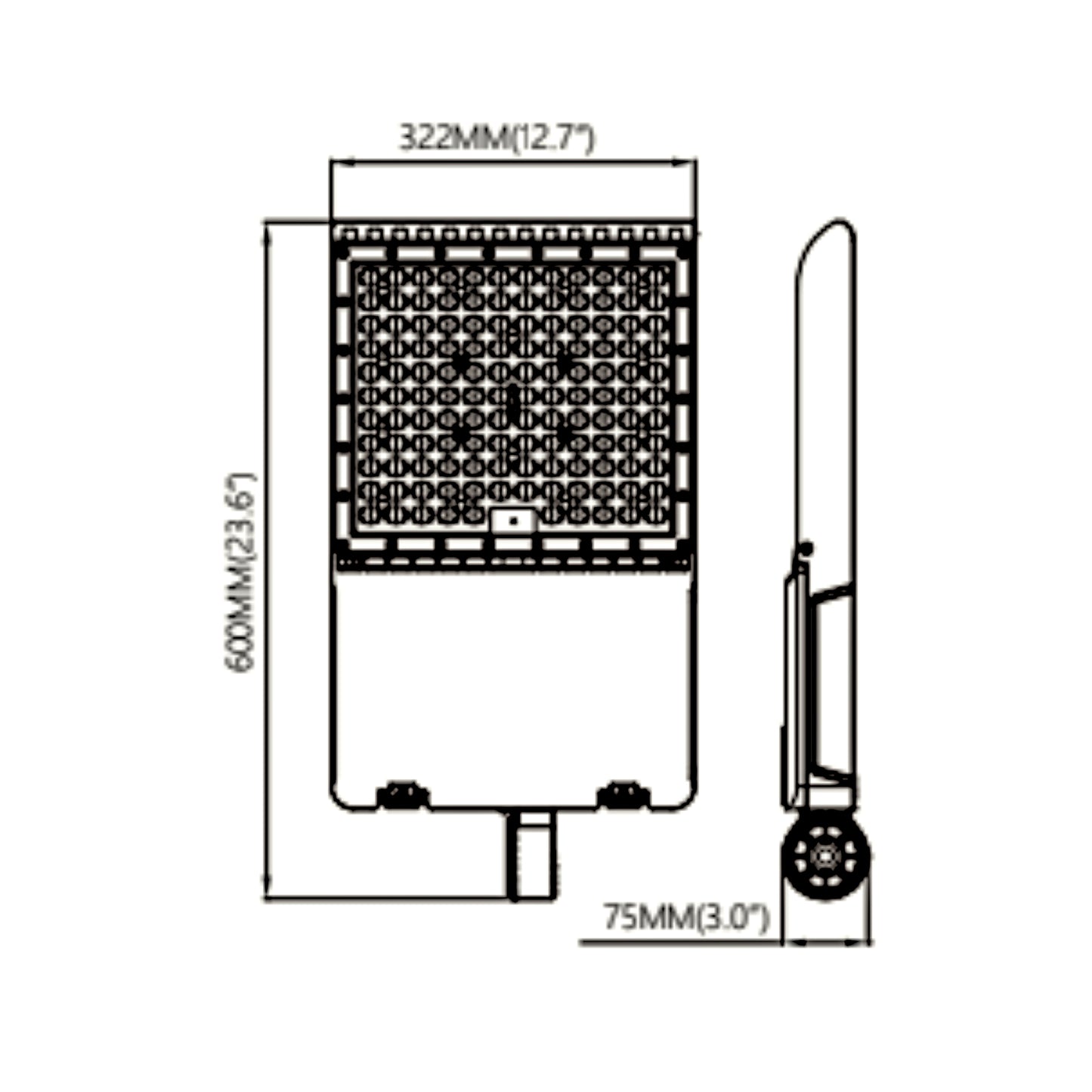 Classic Area Light Standard Voltage (100-277V) Higher Wattage 5000K CCT Dimensions